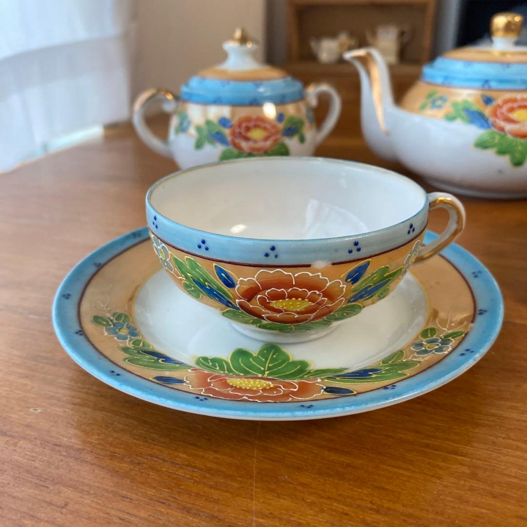 オールドジャパン　英国里帰り　ラスター彩　盛り上げ　チルドレンズ　ティーセット