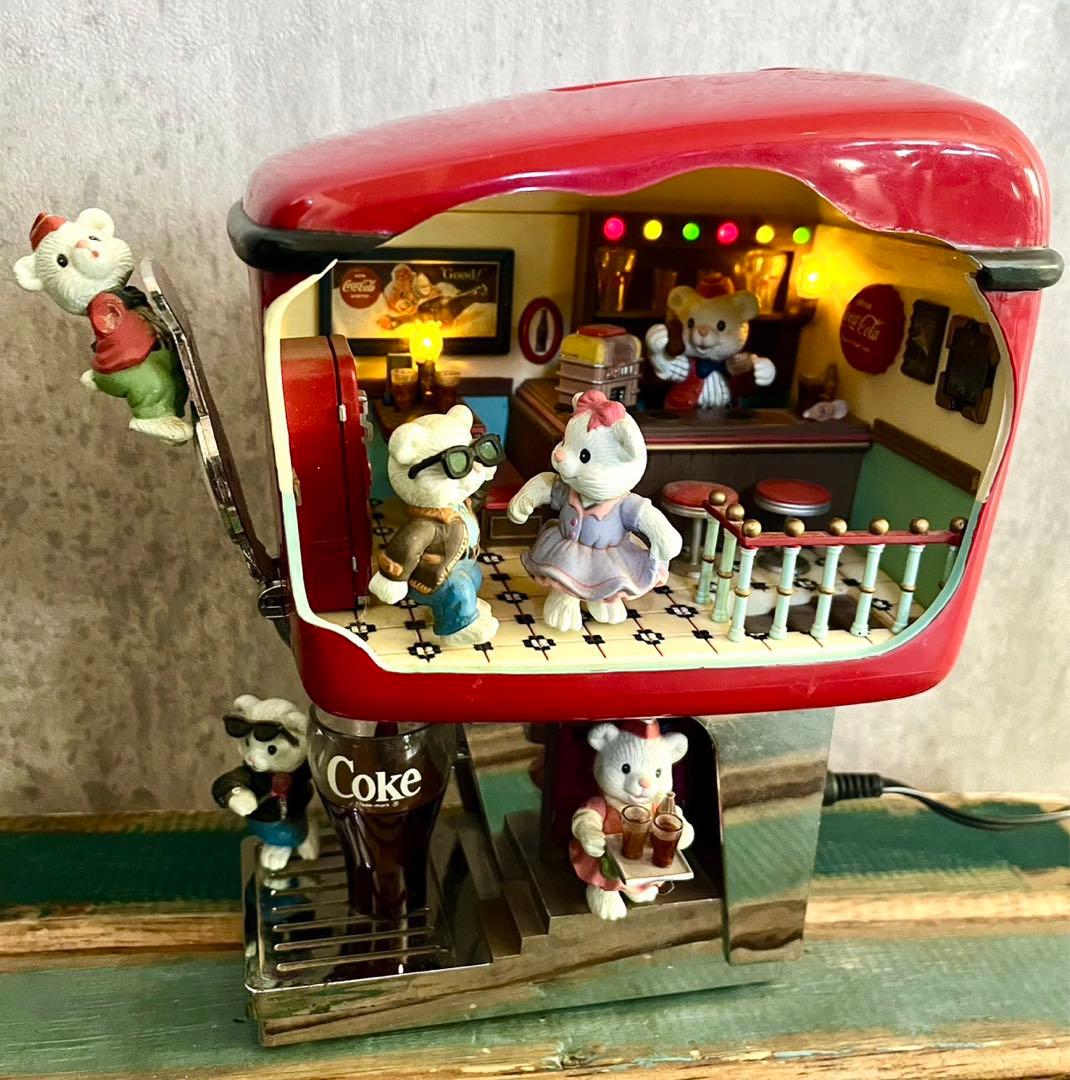 アメリカビンテージ光って動くコカコーラソーダショップミュージックボックス1991
