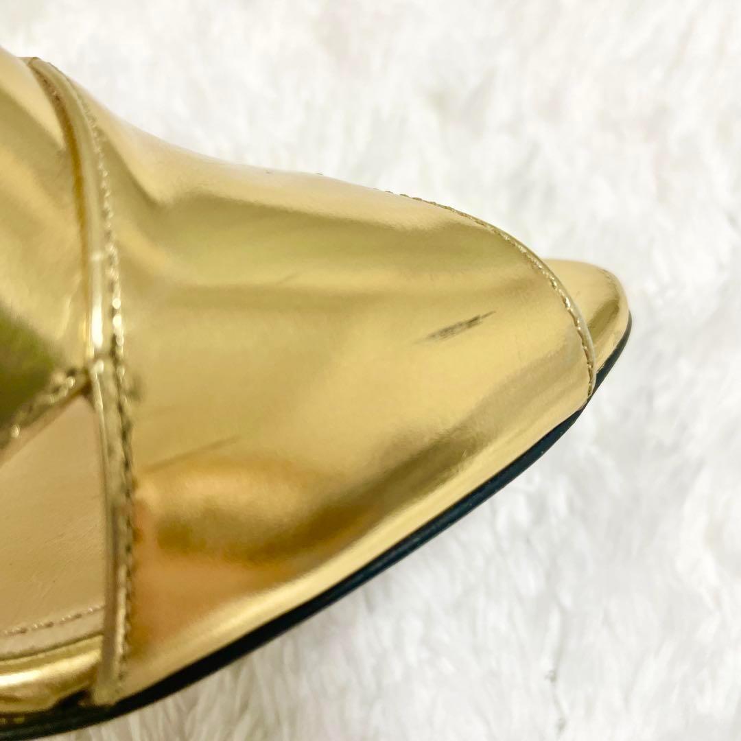 美品✨PRADA プラダ サンダル ハイヒール メタリック ゴールド 22.5