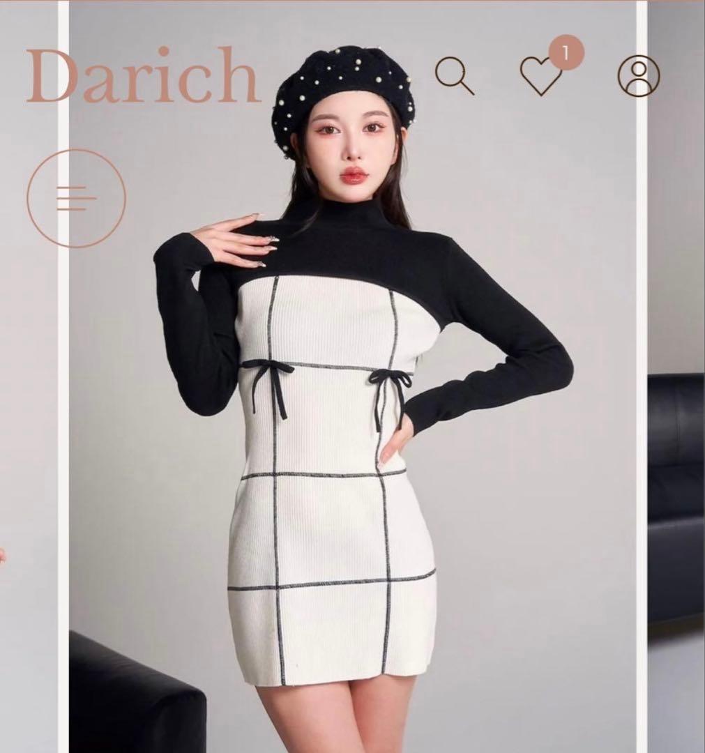Darich ドッキングリボンデザインニットミニワンピース FREE-L