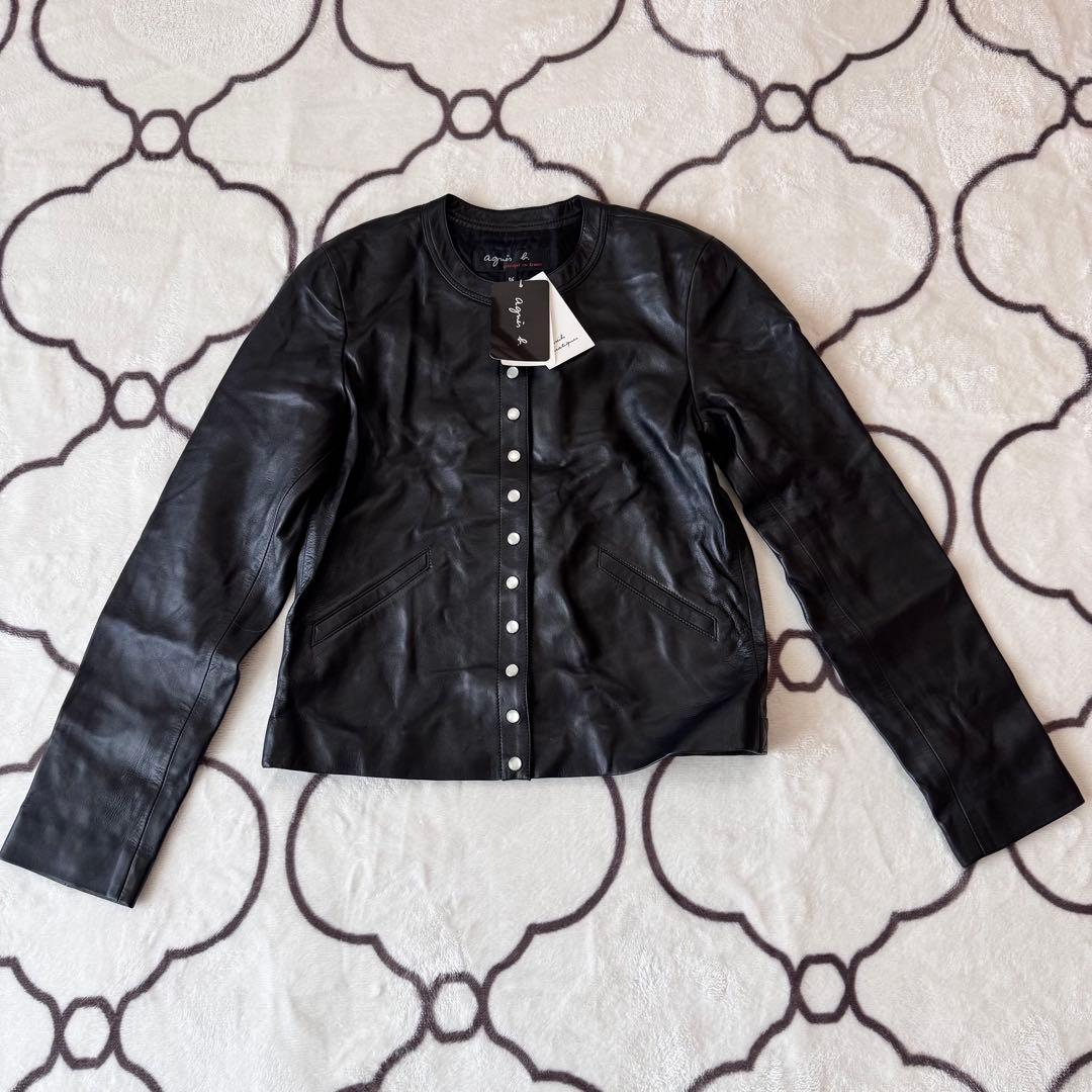 【新品未使用】アニエスベー　レザージャケット　黒　36