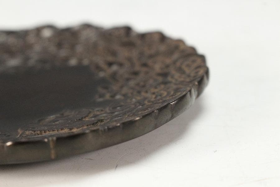 紫檀 雲鶴 細密彫刻 小皿 五枚(K-A719)