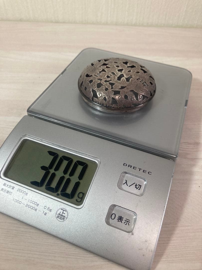 諏訪蘇山 青瓷 袴腰 香炉 純銀蓋透彫 三足 香爐 箱なし　青磁