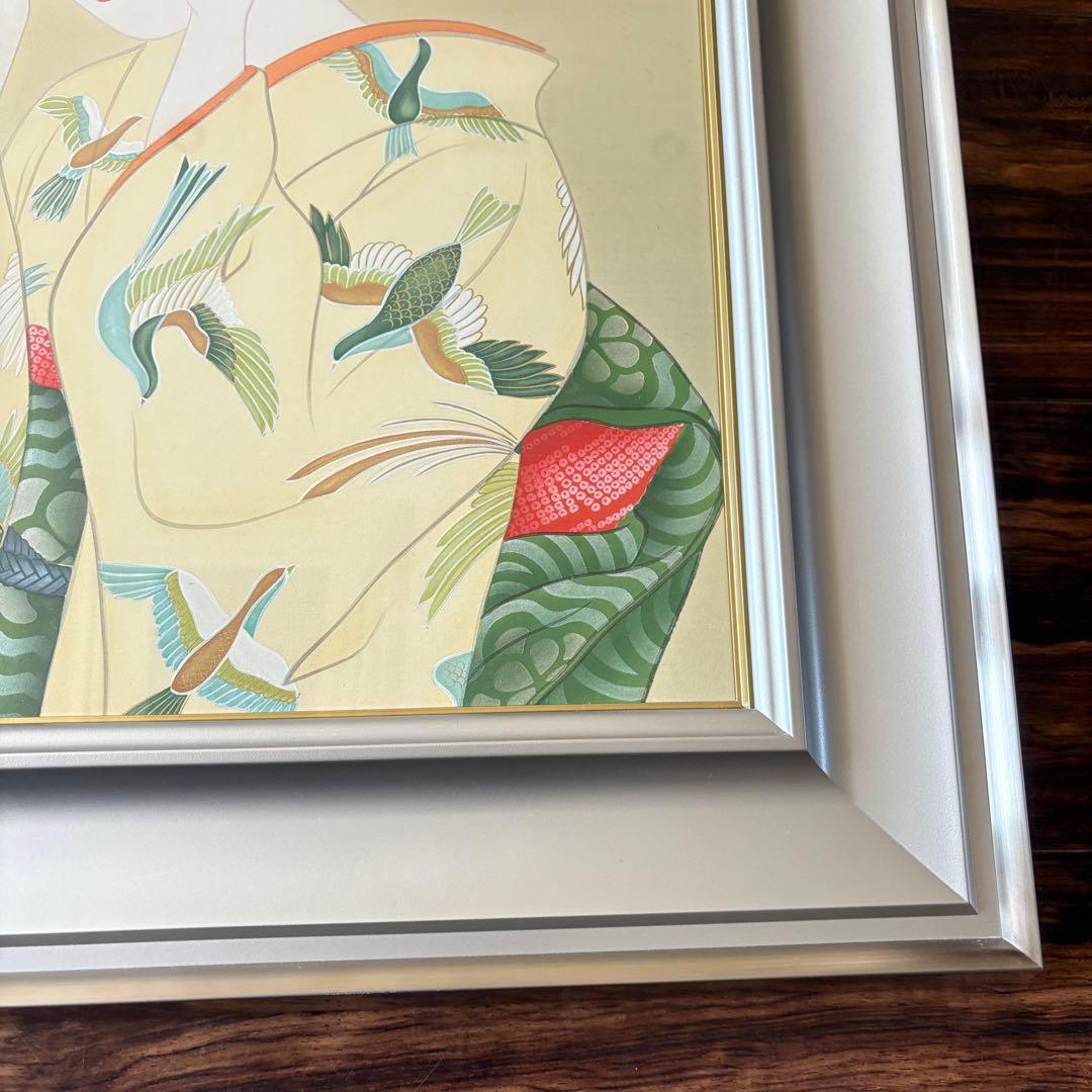 堀江浮水 (堀江豊生) 額装 美人画 真作 日本画 師/伊東深水 絵画 A