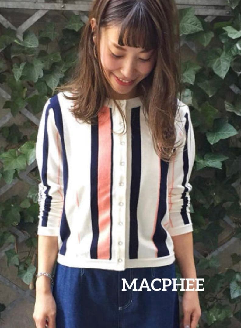 未使用　MACPHEE コットン100%クルーネックスナップカーディガン