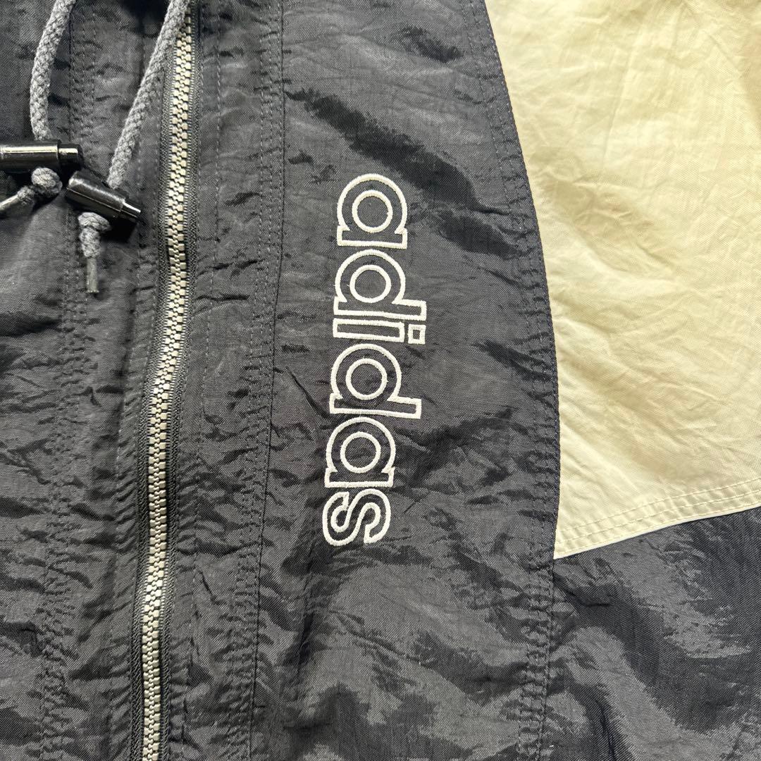 adidas古着90s 中綿フードジャケット トレフォイル刺繍ロゴY2K U7