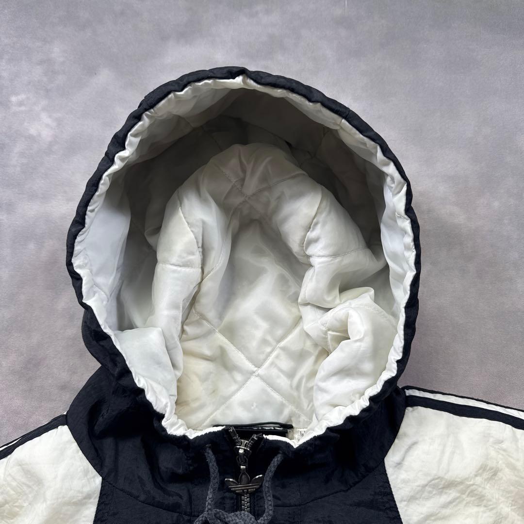 adidas古着90s 中綿フードジャケット トレフォイル刺繍ロゴY2K U7