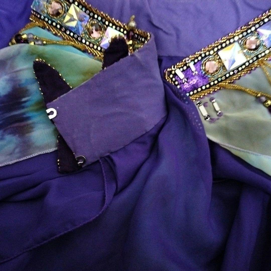 エジプト製 ベリーダンス衣装 パープル バタフライ