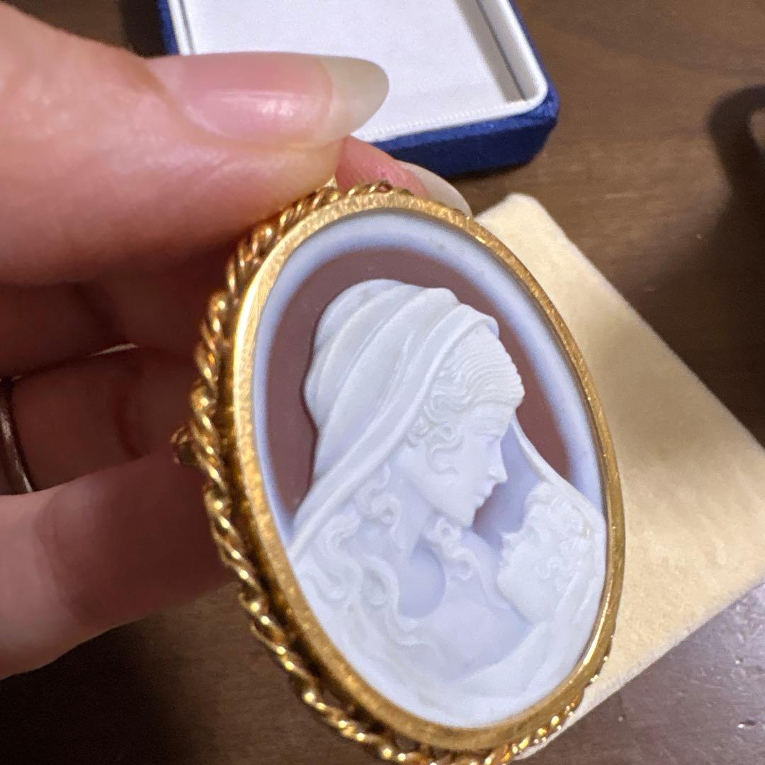 値下げ@カメオ　k18刻印あり　ブローチ