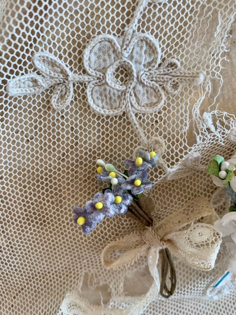 フランスアンティークジャルディニエール布花＆キャンドルホルダー＆オランダプレート