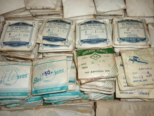 希少ガラス大正時代～紙袋付◆アメリカ製含む 丸眼鏡レンズ 色々な色両眼1000枚
