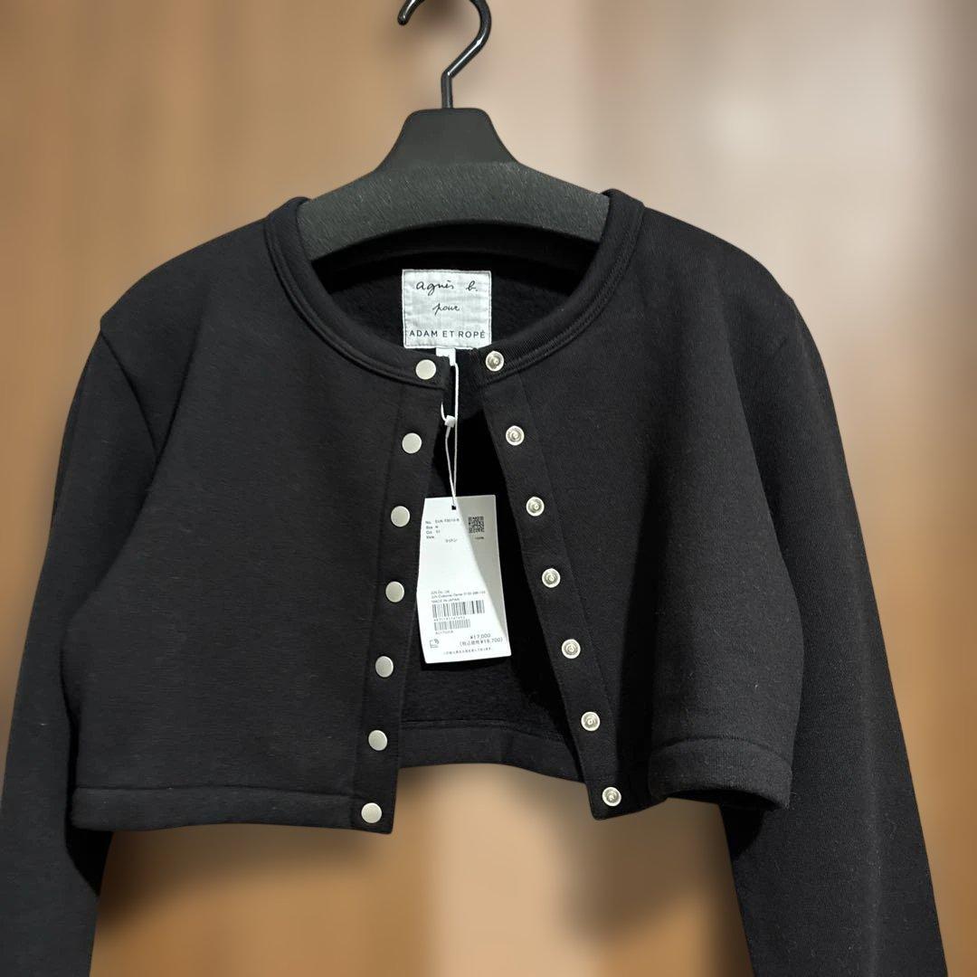 【新品タグ付き】アニエスベー　ブラック クロップド トップス 長袖　カーディガン