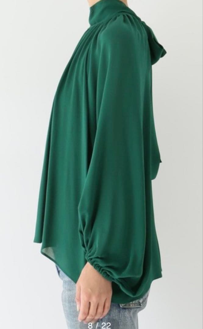 美品★ドゥーズィーエムクラス GGシルクブラウス★グリーン