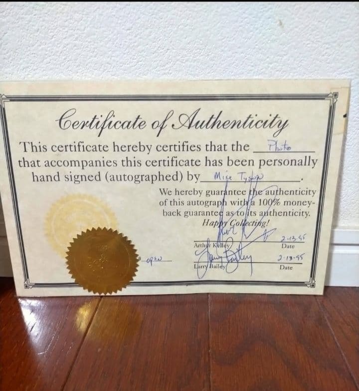 マイク・タイソン 直筆サイン入り写真 額入り認証書付き