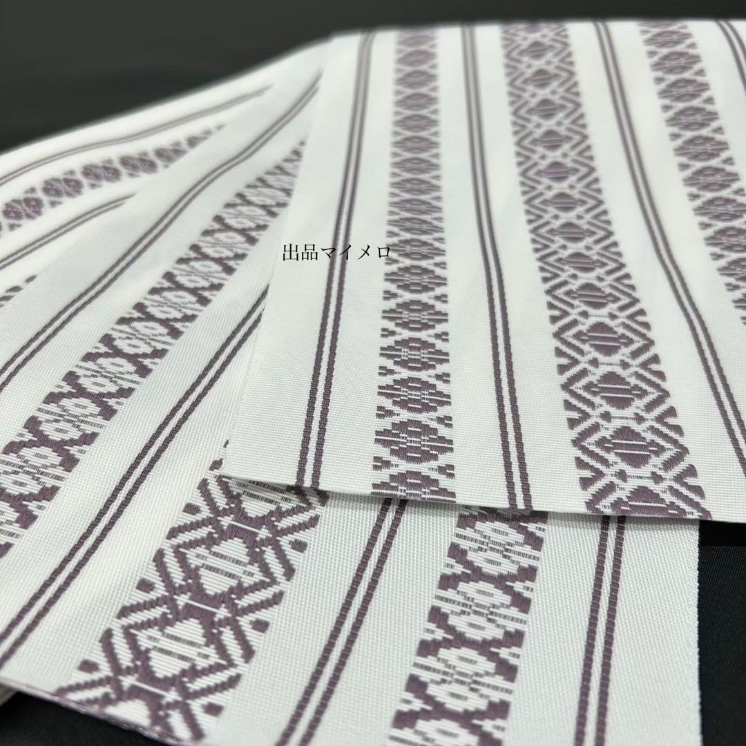 浴衣　綿麻　粋な夏着物　菊柄　紺色　献上柄　半幅帯　2点　0711④