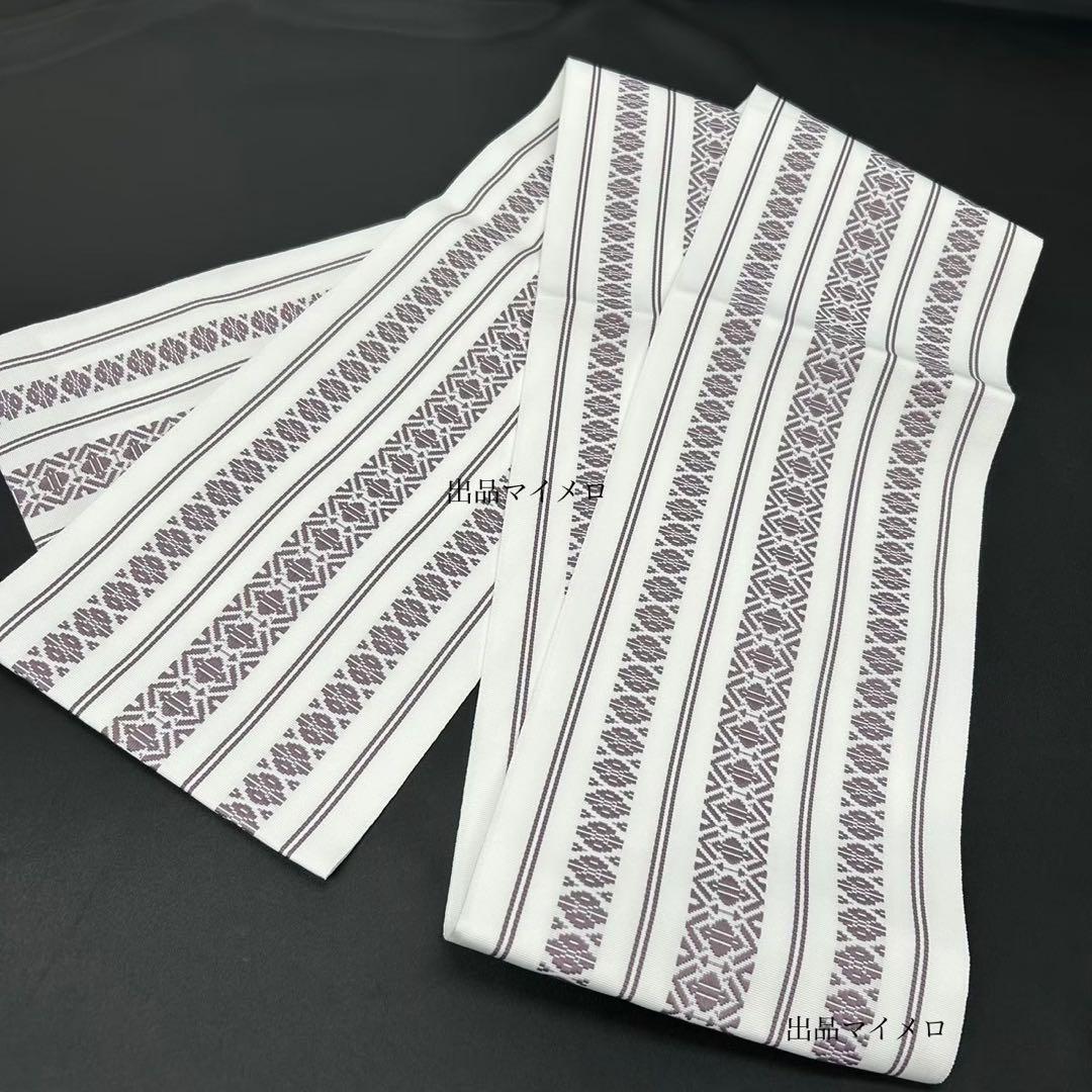 浴衣　綿麻　粋な夏着物　菊柄　紺色　献上柄　半幅帯　2点　0711④