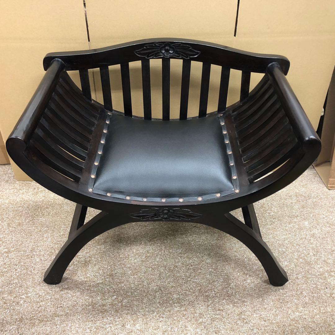 アジアンスタイル カルティニチェア ベンチ 彫刻 椅子 木製 スツール バリ家具