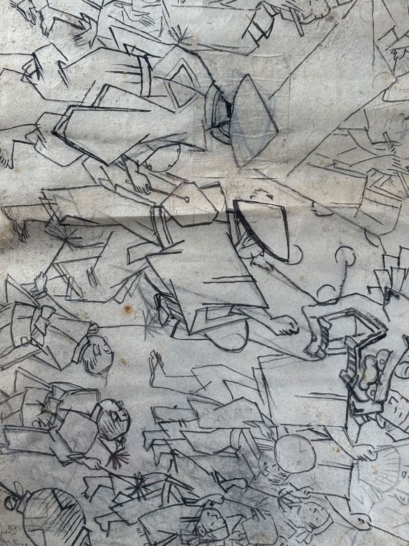 生田花朝女　祭り風景　絵　絵画　額