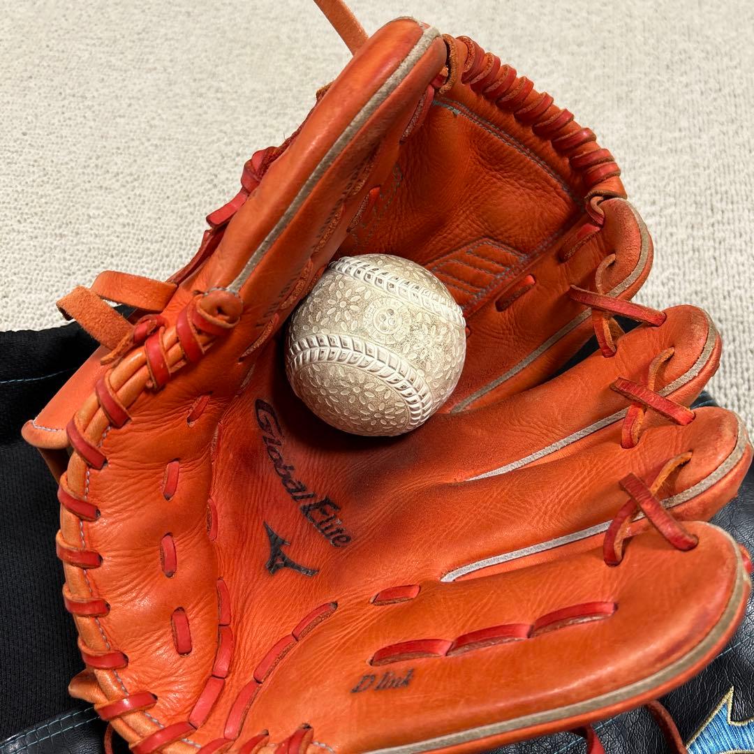 【ミズノ】グローバルエリート軟式投手用　グラブ　ダイバーシティブルー　専用袋付き