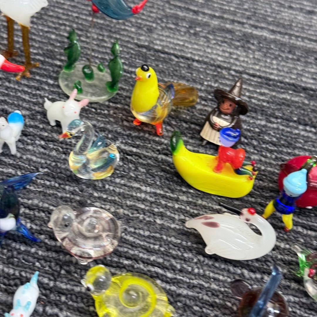 ガラス 細工 ミニチュア 小物 インテリア レトロ 動物 鶴 犬 アヒル