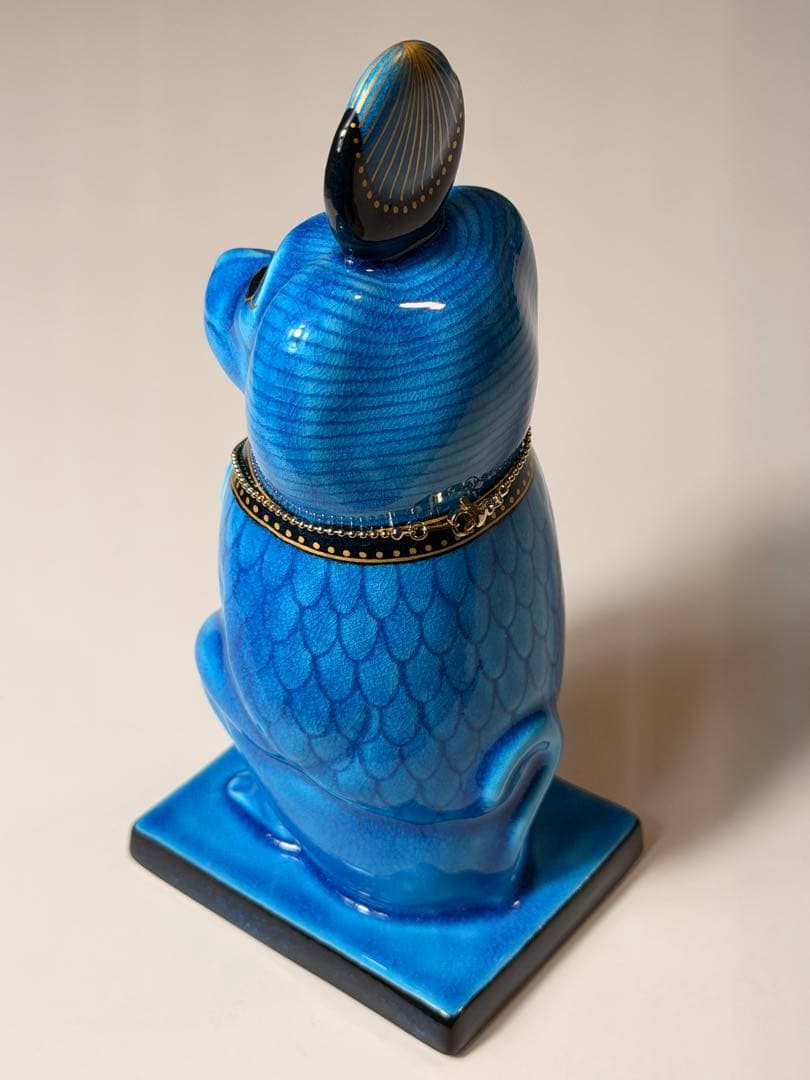 #美濃焼 幸兵衛窯 エジプト神 九栄神　トト　ヒヒ 青釉金彩　オーナメントS-1