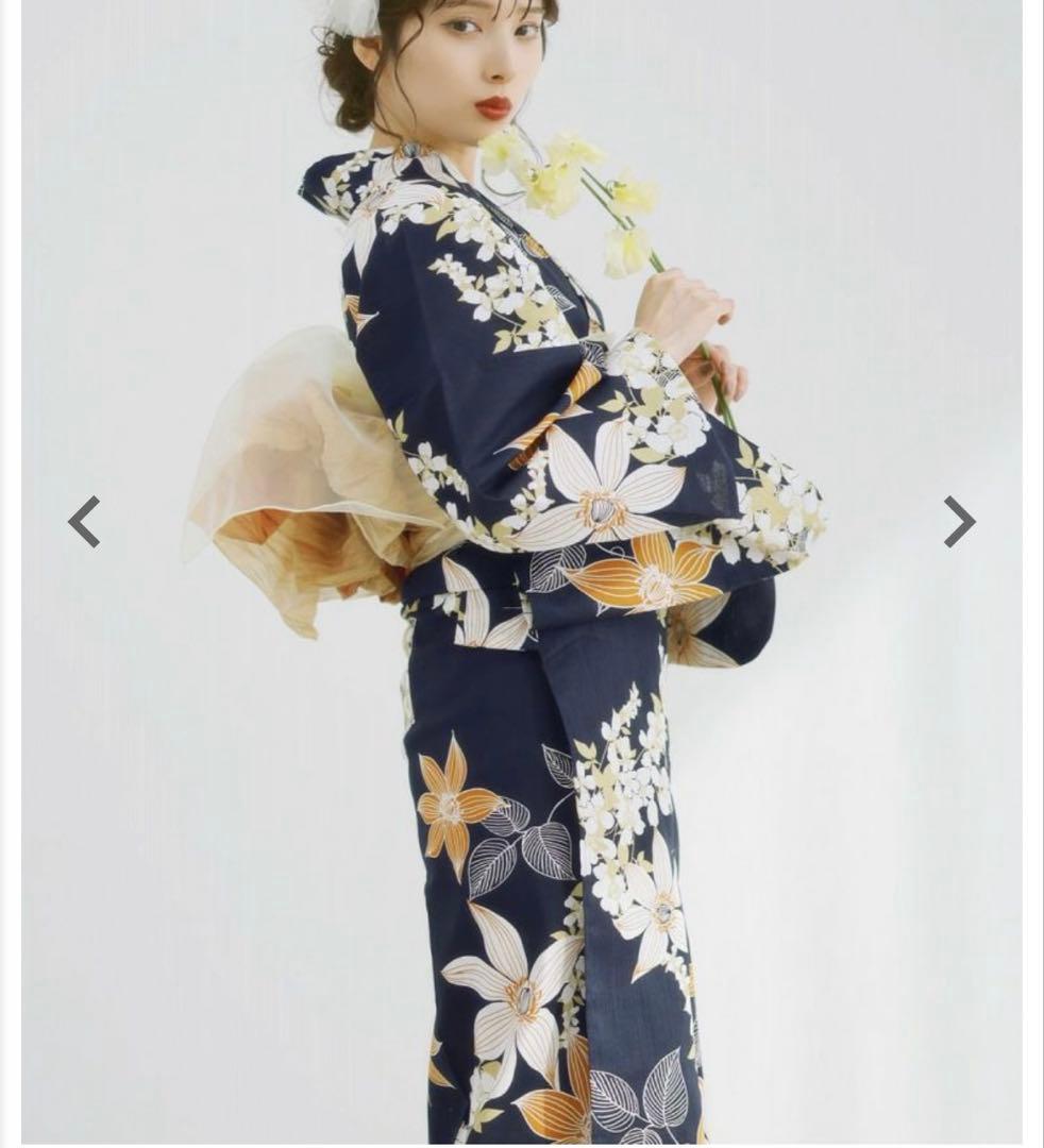 DITA 2025 浴衣 着物 帯 下駄3点セット F 幻想鏡花水月(柑橘)