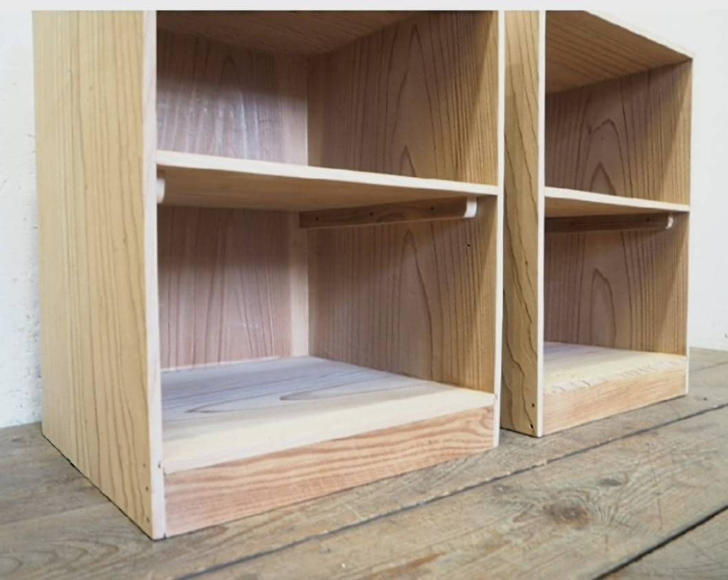 1110 2台組　レトロな杉のオープンラック　収納棚飾り棚　本棚　古家具　ケース