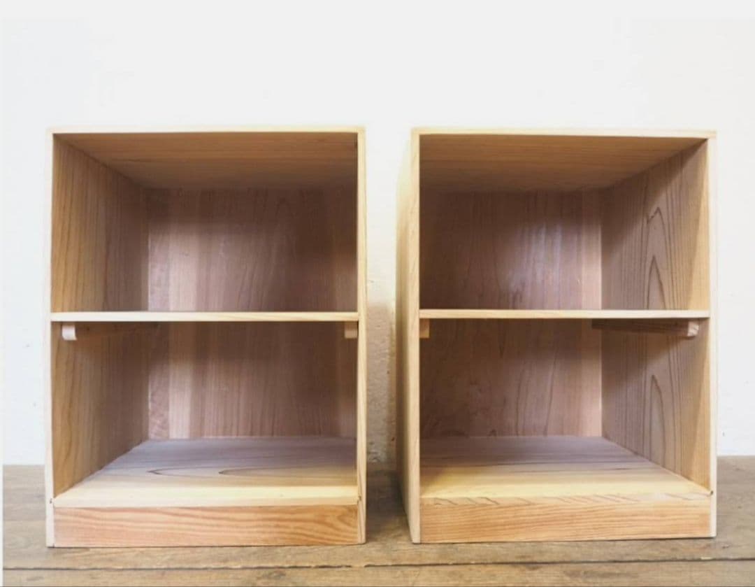 1110 2台組　レトロな杉のオープンラック　収納棚飾り棚　本棚　古家具　ケース
