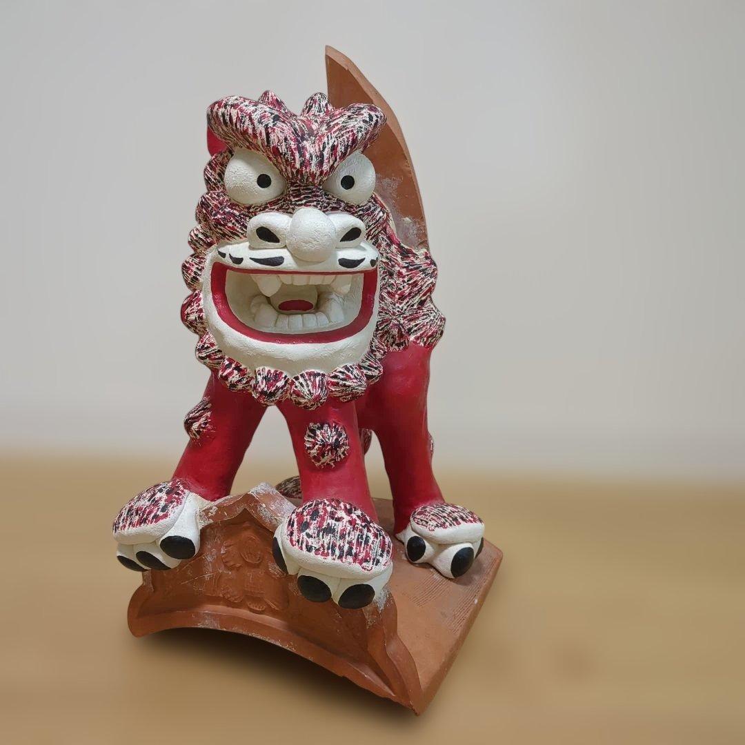 沖縄シーサー　特大高さ43センチ 　　　　　　　重量7.5キロ 　漆喰