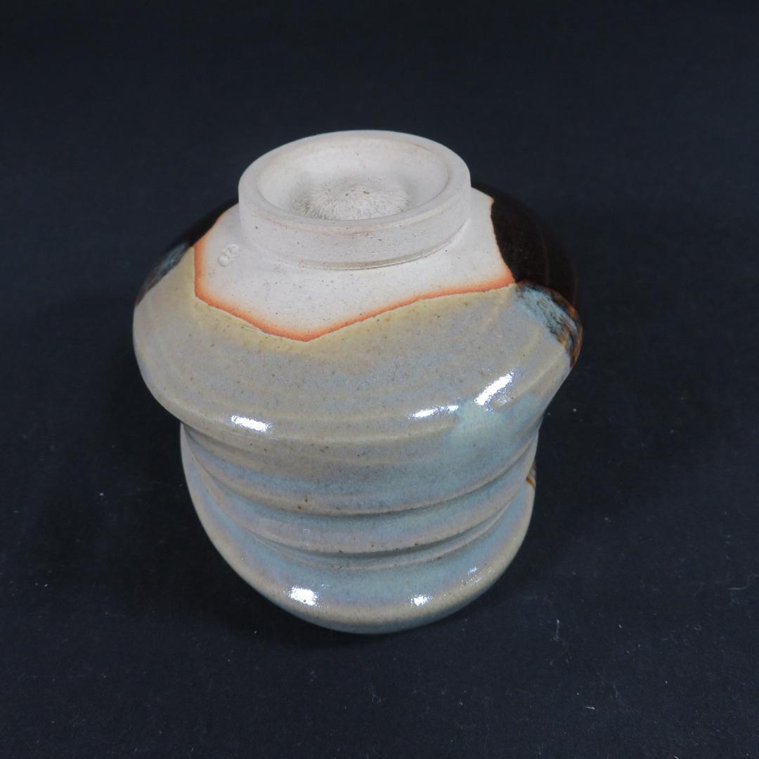 茶碗 膳所焼 沓形茶碗 変形 陽炎園 抹茶碗 茶器 茶道具 木箱 共箱