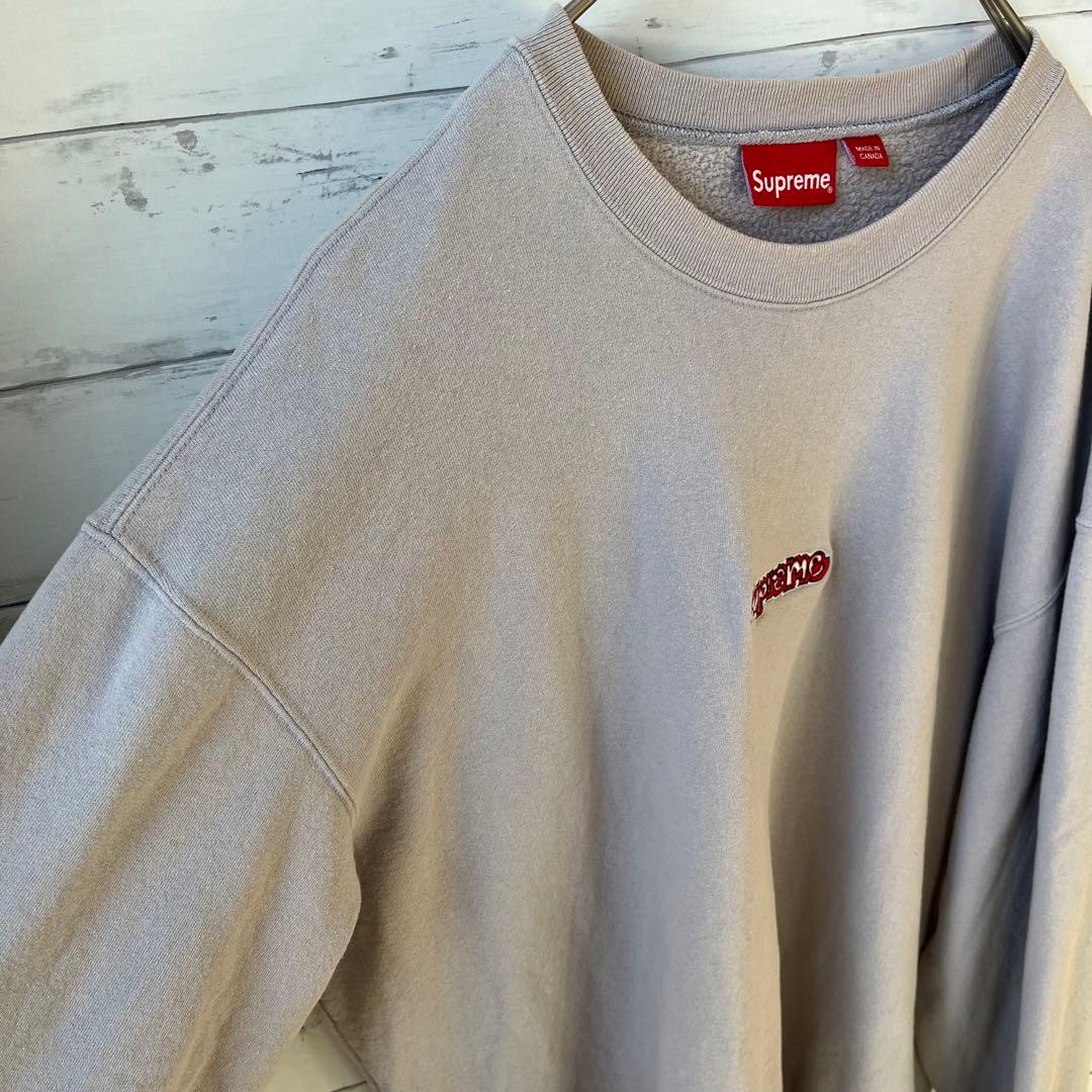 【XXL相当】シュプリームスウェット【グレー】ワンポイントロゴ⭐︎トレーナー
