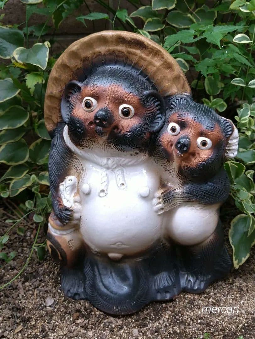 信楽焼 宗陶苑 夫婦たぬき 高さ約32cm