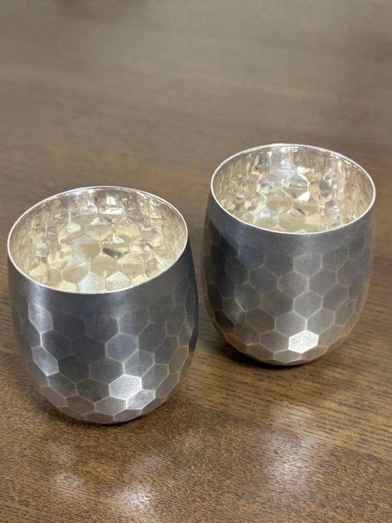 純銀　打ち出し　ぐい呑　盃　タンブラー２個組