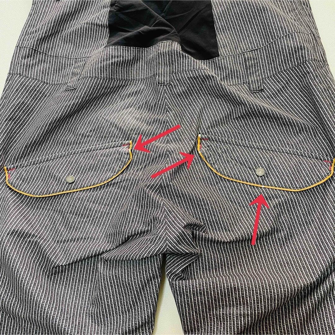 6665 バートン　ビブパンツ　ストライプ　ヒッコリー　ポーチ付き