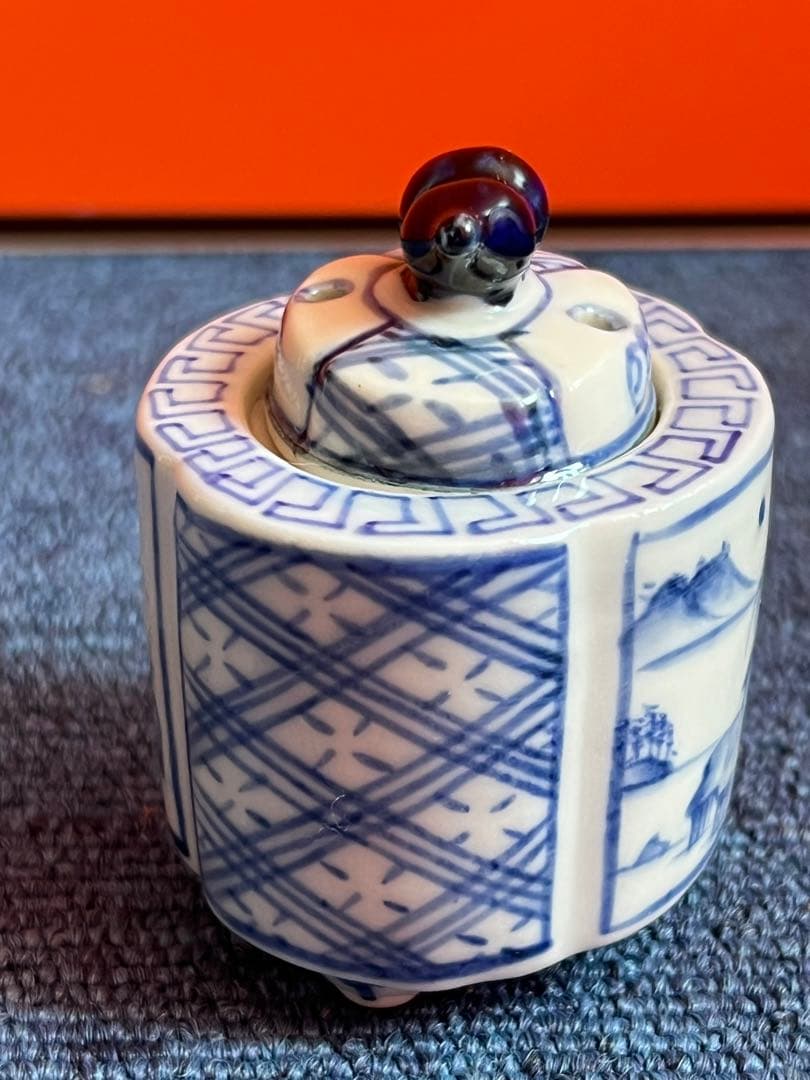 1001 中国　骨董　道八　染付　瓢箪香炉　時代物