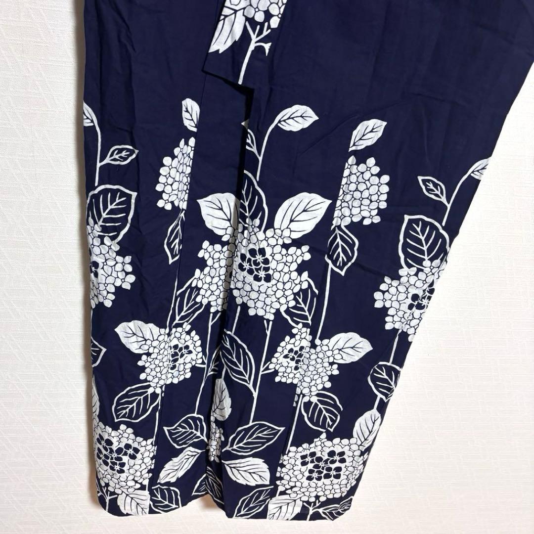 【浴衣】 手縫い 花模様 居敷当てあり 着物 身丈約156.5.cm