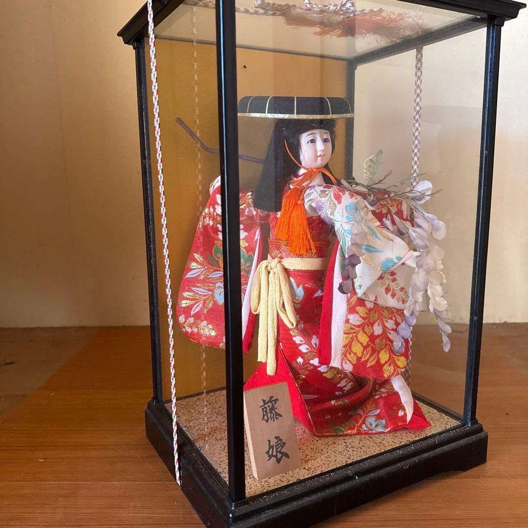 市松人形 藤娘 ガラスケース付き