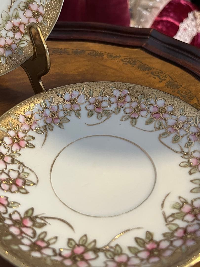 名古屋　松風陶器　桜模様　花柄陶磁器カップ&ソーサーセット