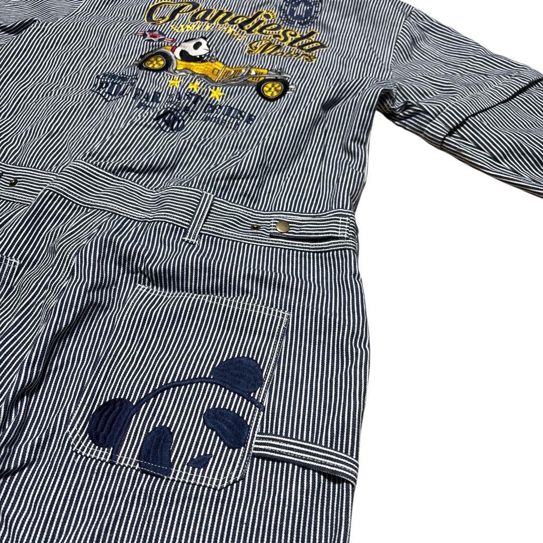 パンディエスタジャパン つなぎ　刺繍　ヒッコリー pandiesta japan