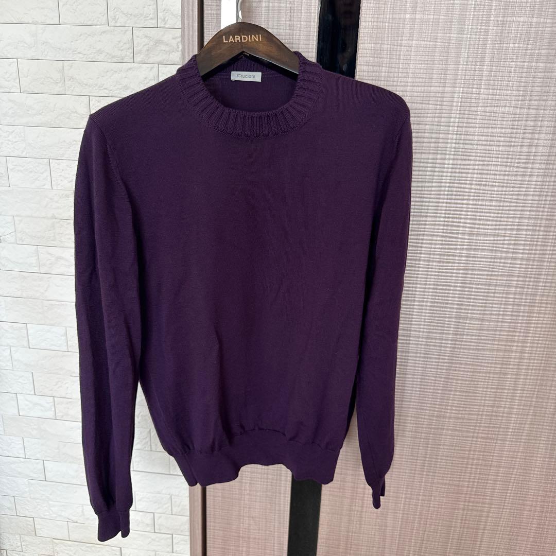 cruciani ウールニット セーター 48 パープル バーガンディ色
