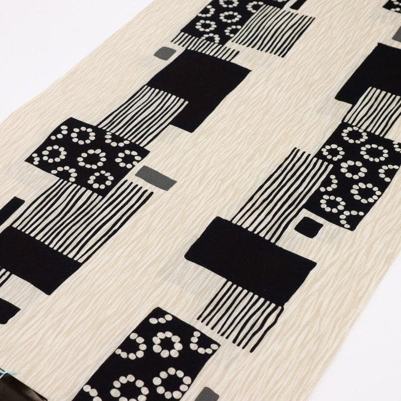 《浴衣反物『Kansai』山本寛斎◆寄せ柄四角のライン◆夏着物■反25-137》