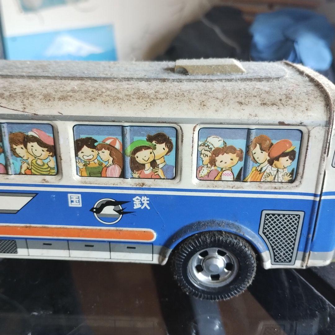 バス型おもちゃ 金属製 青と白