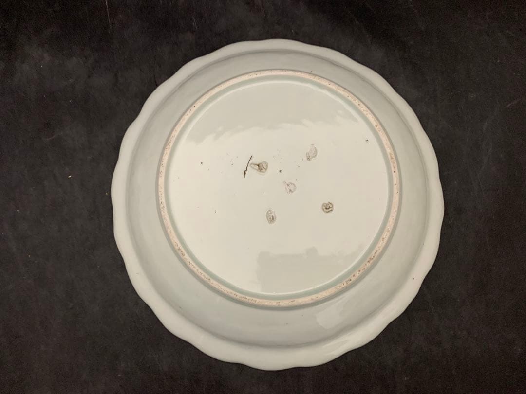 古伊万里　　鉄拐仙人染付図輪花皿　約直径27㎝