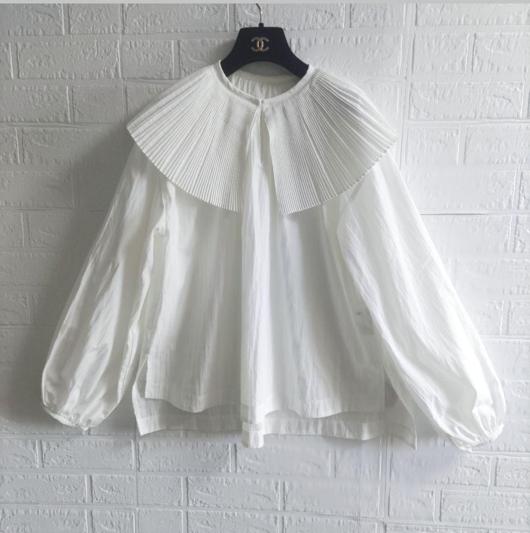 美品✨MACHATT 　マチャット　プリーツカラーブラウス 　ビッグカラー