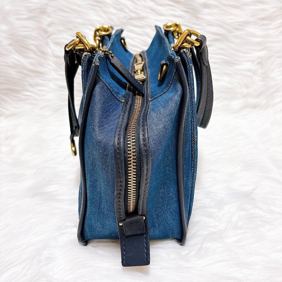 希少　コーチ　ドリーマー　ハンドバッグ　2way デニム×レザー　青