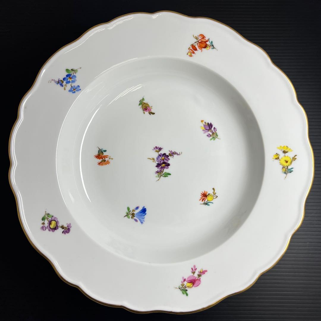 マイセンスキャタードフラワープレートB直径23.5㎝タニチ東な7-1221☆1F