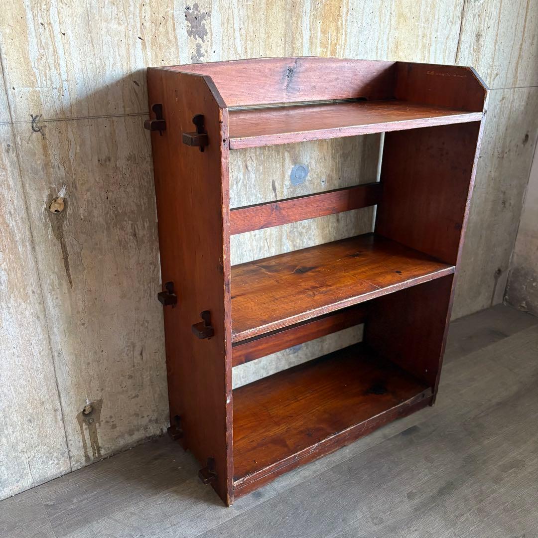 楔の本棚　3段　書棚　無垢材　オープンシェルフ　ラック　ヴィンテージ