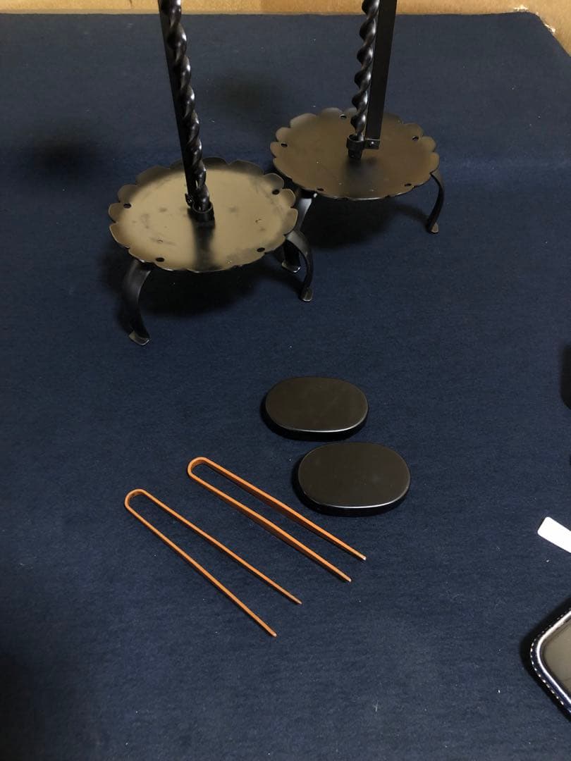 《R》茶道具 夜咄 膳燭一対 燭立 燭台 元箱　260120き5