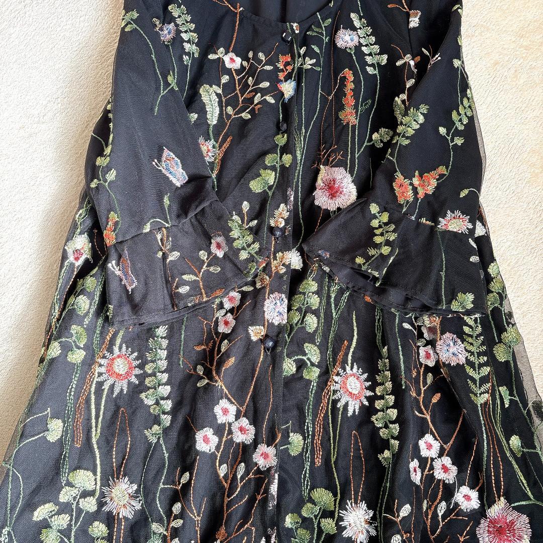 美品⭐️AUSTIN REED 総フラワー刺繍シアーワンピース 羽織 38