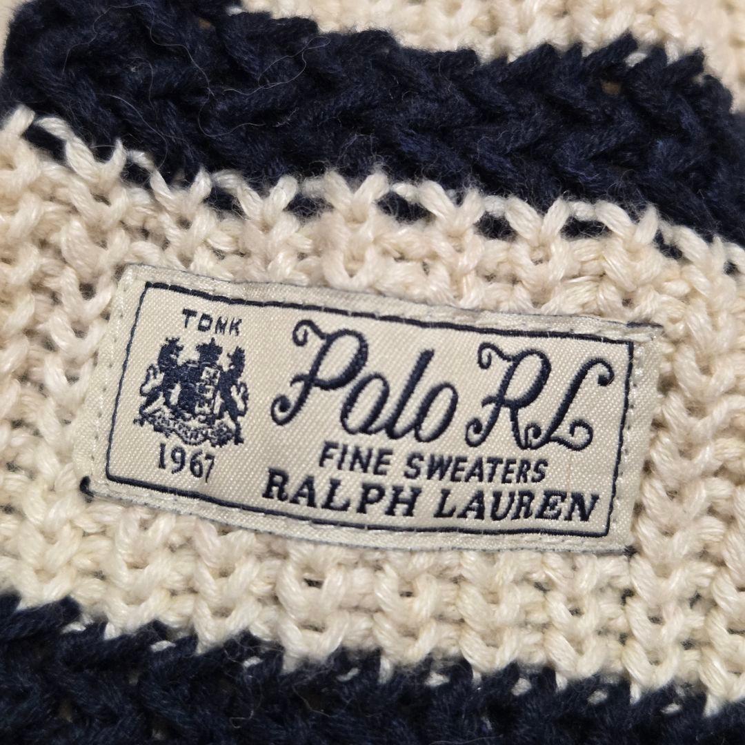 新品　現行　QRコード　ラルフローレン　ニット　ボーダー　リネン　ボタン　XS